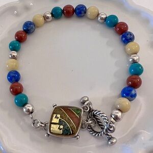 Carolyn Pollack Southwestern Multiple Stone Sterling Silver 925 Bracelet